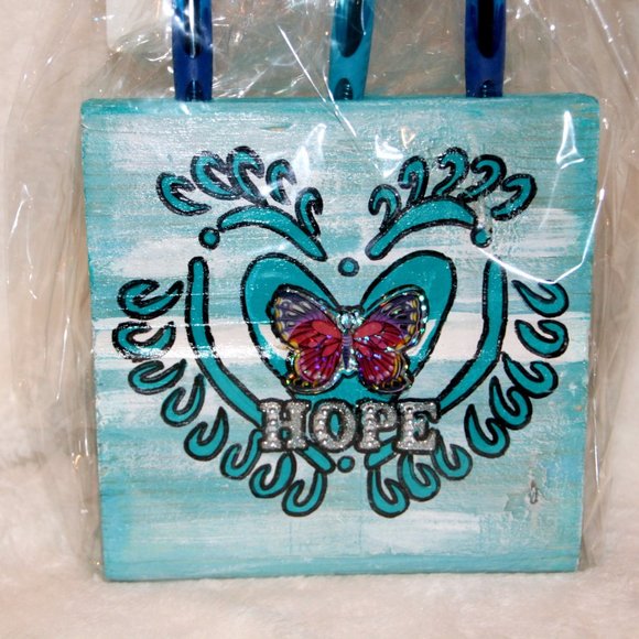 Turquoise Hope Handmade Pen or Pencil Holder - Picture 2 of 2